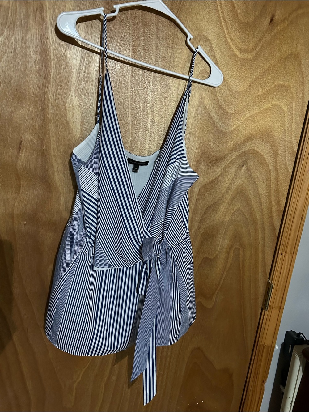 Banana Republic Navy and White Striped Strapless Wrap Top